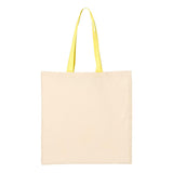 QTB6000 Q-Tees Economical Tote with Contrast-Color Handles Natural/ Yellow