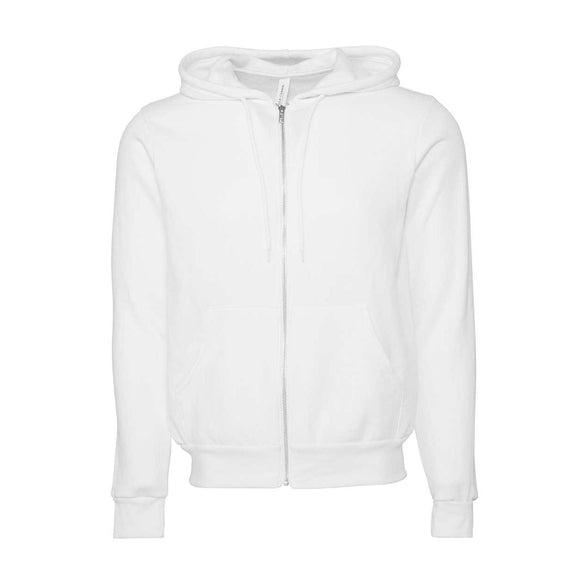 3739 BELLA + CANVAS Sponge Fleece Full-Zip Hoodie DTG White