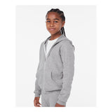 3739Y BELLA + CANVAS Youth Sponge Fleece Full-Zip Hoodie Athletic Heather