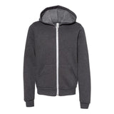 3739Y BELLA + CANVAS Youth Sponge Fleece Full-Zip Hoodie Dark Grey Heather