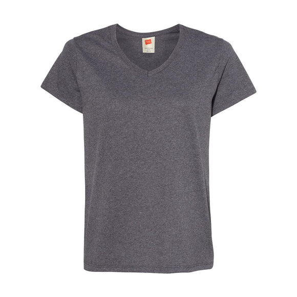 5780 Hanes Essential-T Women’s V-Neck T-Shirt Charcoal Heather