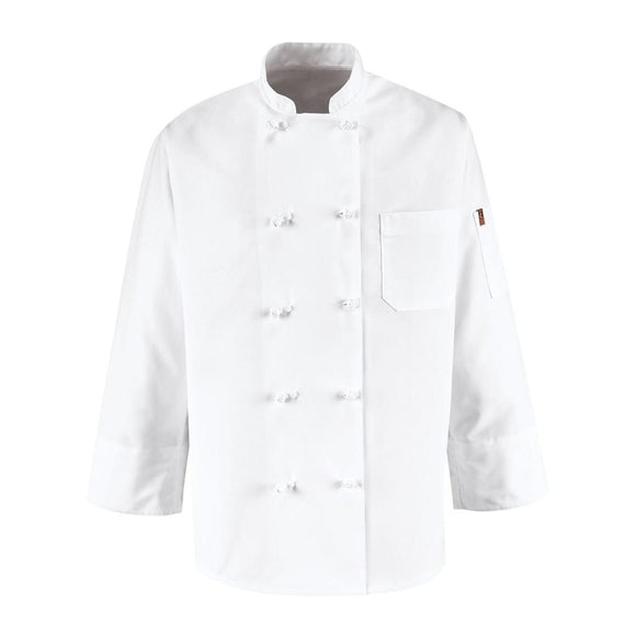 0421 Chef Designs Ten Knot Button Chef Coat White