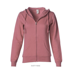 SS650Z Independent Trading Co. Juniors’ Heavenly Fleece Full-Zip Hooded Sweatshirt Dusty Rose