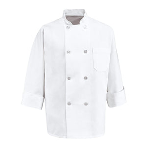 0403L Chef Designs Eight Pearl Button Chef Coat Long Sizes White