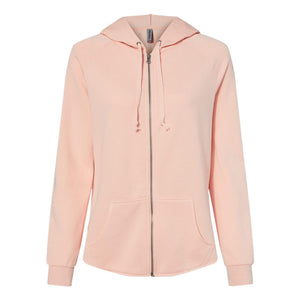 PRM2500Z Independent Trading Co. Women's California Wave Wash Full-Zip Hooded Sweatshirt Blush