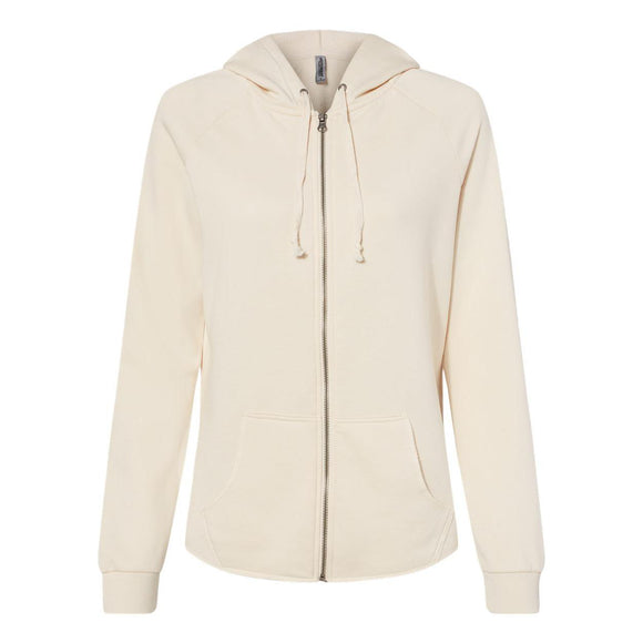 PRM2500Z Independent Trading Co. Women's California Wave Wash Full-Zip Hooded Sweatshirt Bone