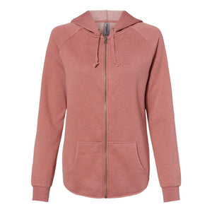 PRM2500Z Independent Trading Co. Women's California Wave Wash Full-Zip Hooded Sweatshirt Dusty Rose