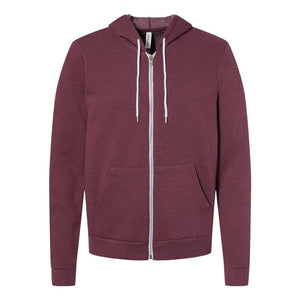 3739 BELLA + CANVAS Sponge Fleece Full-Zip Hoodie Heather Maroon