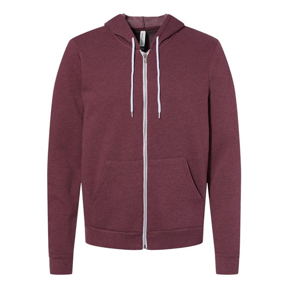 3739 BELLA + CANVAS Sponge Fleece Full-Zip Hoodie Heather Maroon