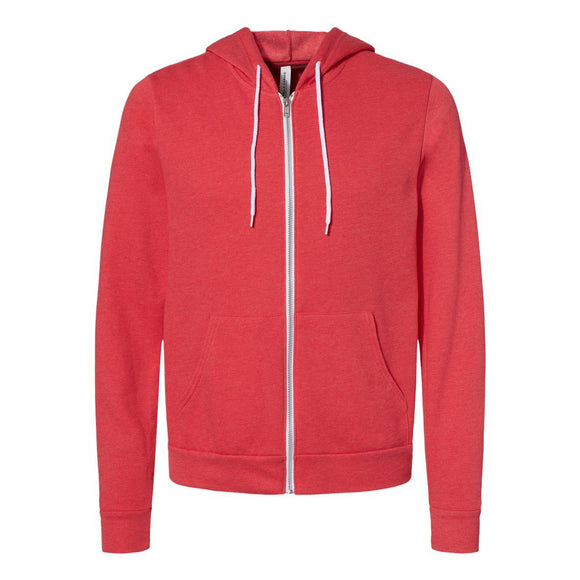 3739 BELLA + CANVAS Sponge Fleece Full-Zip Hoodie Heather Red