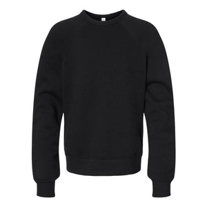 3901Y BELLA + CANVAS Youth Sponge Fleece Crewneck Sweatshirt Black