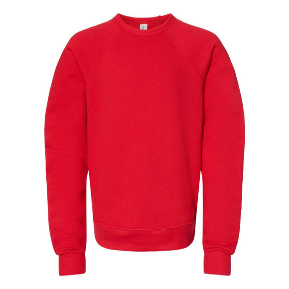 3901Y BELLA + CANVAS Youth Sponge Fleece Crewneck Sweatshirt Red