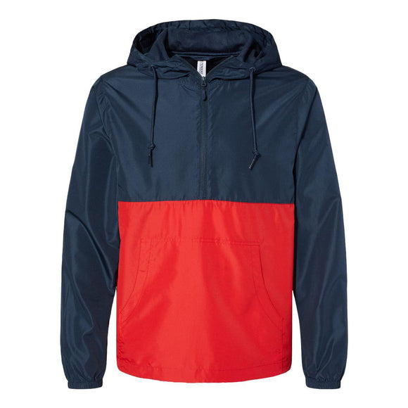 EXP54LWP Independent Trading Co. Lightweight Quarter-Zip Windbreaker Pullover Jacket Classic Navy/ Red