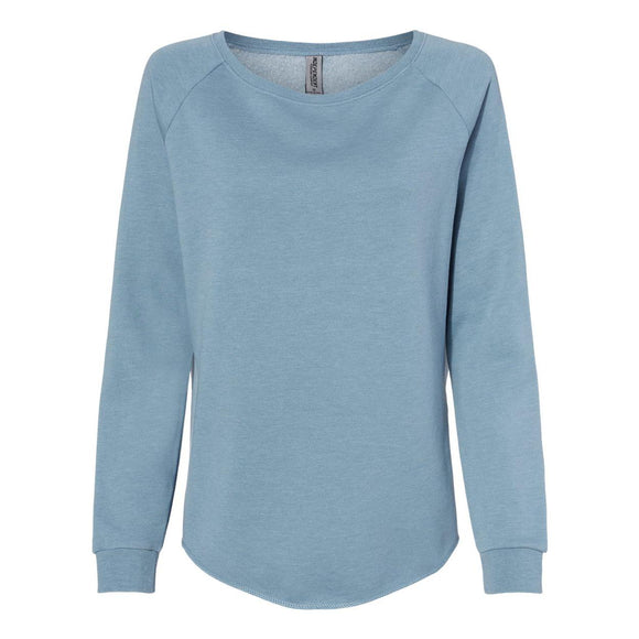 PRM2000 Independent Trading Co. Women's California Wave Wash Crewneck Sweatshirt Misty Blue