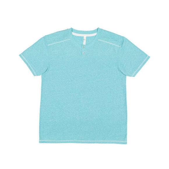 6992 LAT Harborside Mélange Jersey Henley Caribbean Melange