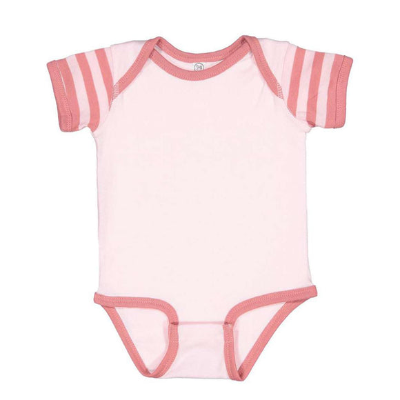 4400 Rabbit Skins Infant Baby Rib Bodysuit Ballerina/ Mauvelous/ Ballerina & Mauvelous Stripe