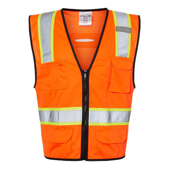 1580-1581 Kishigo 6 Pocket Contrast Class 2 Vest Orange