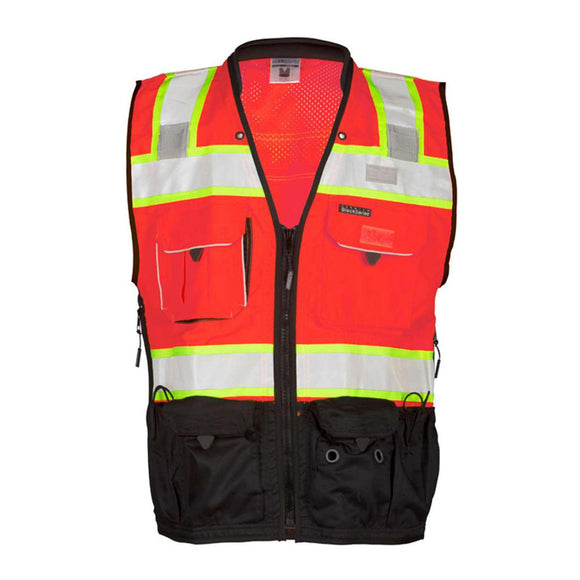 S5002-5003 Kishigo Premium Black Series® Surveyors Vest Fluorescent Red (S5702)