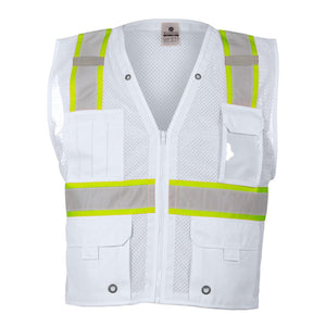 B100-111 Kishigo EV Series® Enhanced Visibility Multi-Pocket Mesh Vest White - B105