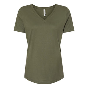 6405 BELLA + CANVAS Women’s Relaxed Jersey V-Neck Tee Military Green