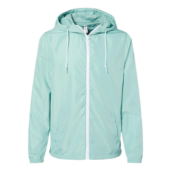 EXP54LWZ Independent Trading Co. Lightweight Windbreaker Full-Zip Jacket Aqua/ White Zipper