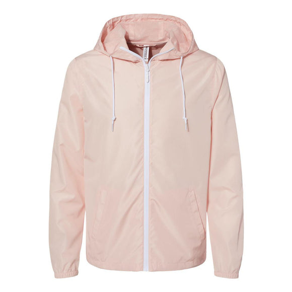 EXP54LWZ Independent Trading Co. Lightweight Windbreaker Full-Zip Jacket Blush/ White Zipper