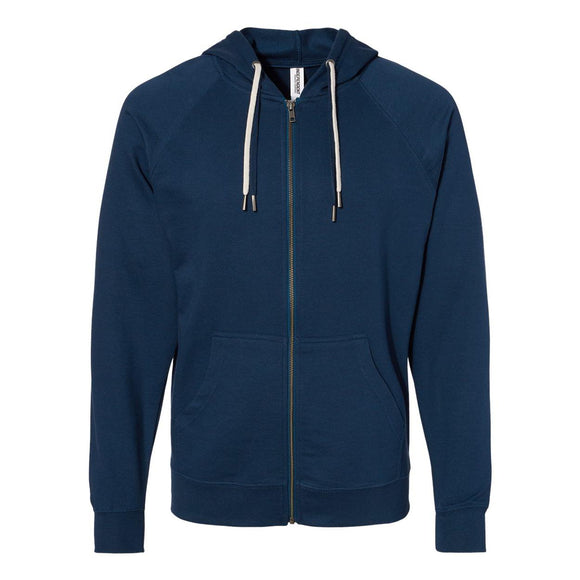 SS1000Z Independent Trading Co. Icon Lightweight Loopback Terry Full-Zip Hooded Sweatshirt Indigo