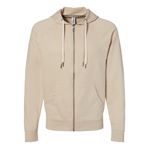 SS1000Z Independent Trading Co. Icon Lightweight Loopback Terry Full-Zip Hooded Sweatshirt Sand