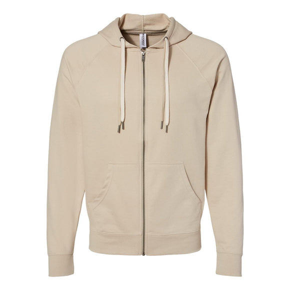 SS1000Z Independent Trading Co. Icon Lightweight Loopback Terry Full-Zip Hooded Sweatshirt Sand