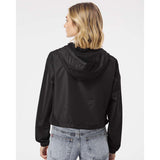 EXP64CRP Independent Trading Co. Women's Lightweight Quarter-Zip Pullover Crop Windbreaker Black