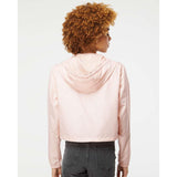 EXP64CRP Independent Trading Co. Women's Lightweight Quarter-Zip Pullover Crop Windbreaker Blush/ White Zipper