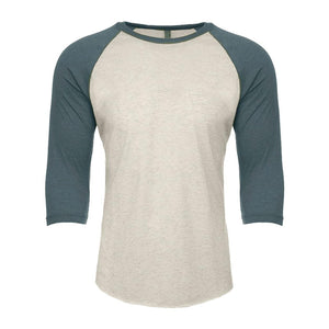 6251 Next Level Unisex CVC Three-Quarter Sleeve Raglan T-Shirt Indigo/ Silk