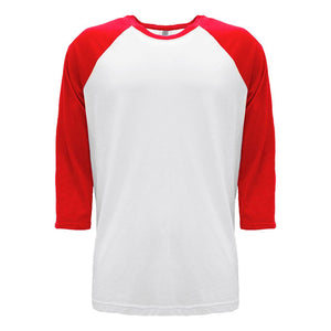 6251 Next Level Unisex CVC Three-Quarter Sleeve Raglan T-Shirt Red/ White