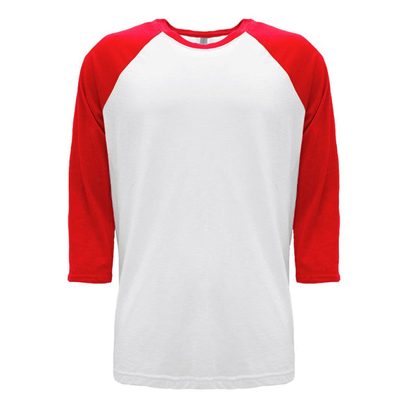 6251 Next Level Unisex CVC Three-Quarter Sleeve Raglan T-Shirt Red/ White