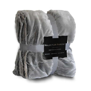 8730 Alpine Fleece Faux Fur Throw Grey