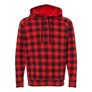 PRM33SBP Independent Trading Co. Special Blend Raglan Hooded Sweatshirt Red Buffalo Plaid