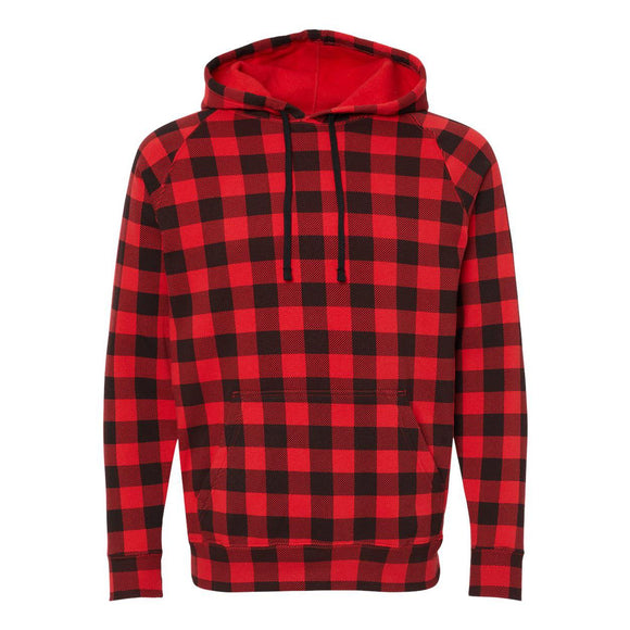 PRM33SBP Independent Trading Co. Special Blend Raglan Hooded Sweatshirt Red Buffalo Plaid