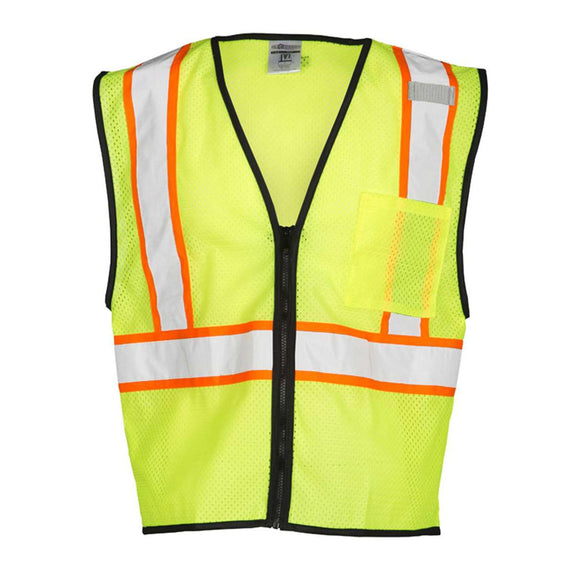 FM527-528 Kishigo Self Extinguishing Contrasting Mesh Vest Lime