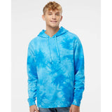 PRM4500TD Independent Trading Co. Midweight Tie-Dyed Hooded Sweatshirt Tie Dye Aqua Blue