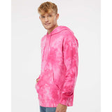 PRM4500TD Independent Trading Co. Midweight Tie-Dyed Hooded Sweatshirt Tie Dye Pink