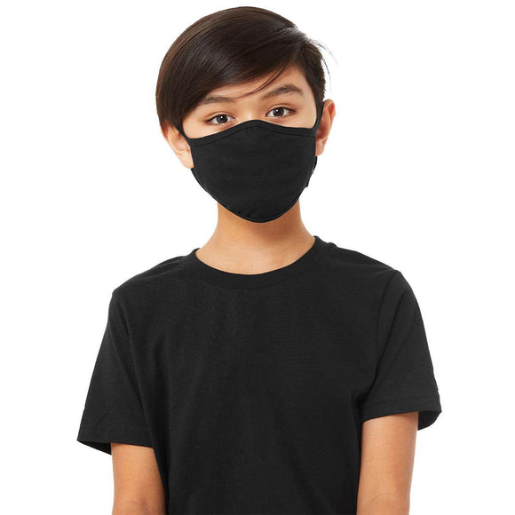 TT044Y BELLA + CANVAS Youth 2-Ply Reusable Face Mask Black