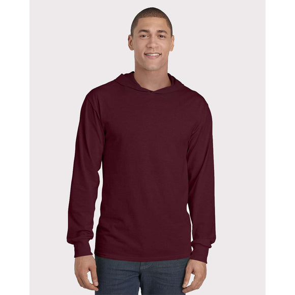 4930LSH Fruit of the Loom HD Cotton™ Jersey Hooded T-Shirt Maroon