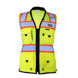 S5021-5022 Kishigo Premium Black Series® Women's Heavy Duty Surveyors Vest Lime