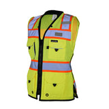 S5021-5022 Kishigo Premium Black Series® Women's Heavy Duty Surveyors Vest Lime