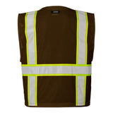 B100-111 Kishigo EV Series® Enhanced Visibility Multi-Pocket Mesh Vest Brown/ Lime - B108