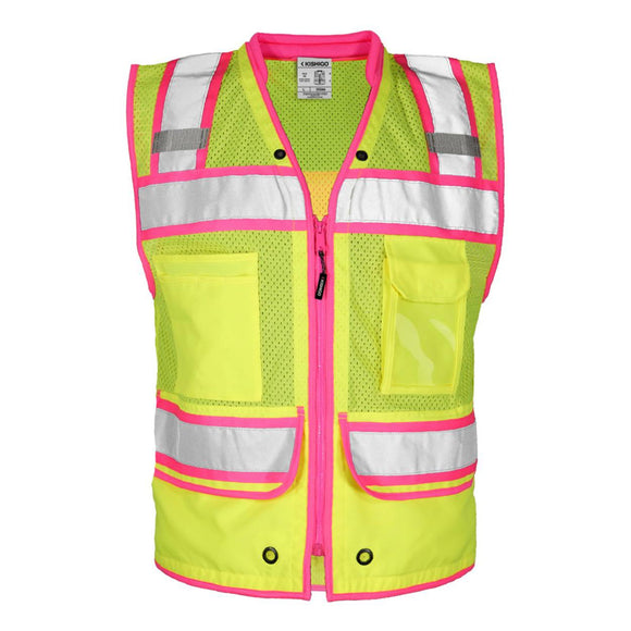 S5042-5046 Kishigo Color Contrast High Performance Surveyors Vest Lime/ Pink - S5046