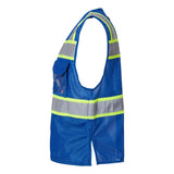 B150-156 Kishigo EV Series® Enhanced Visibility 3 Pocket Mesh Vest Royal Blue/ Lime - B152