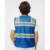 B150-156 Kishigo EV Series® Enhanced Visibility 3 Pocket Mesh Vest Royal Blue/ Lime - B152