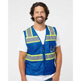 B150-156 Kishigo EV Series® Enhanced Visibility 3 Pocket Mesh Vest Royal Blue/ Lime - B152