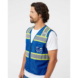 B150-156 Kishigo EV Series® Enhanced Visibility 3 Pocket Mesh Vest Royal Blue/ Lime - B152